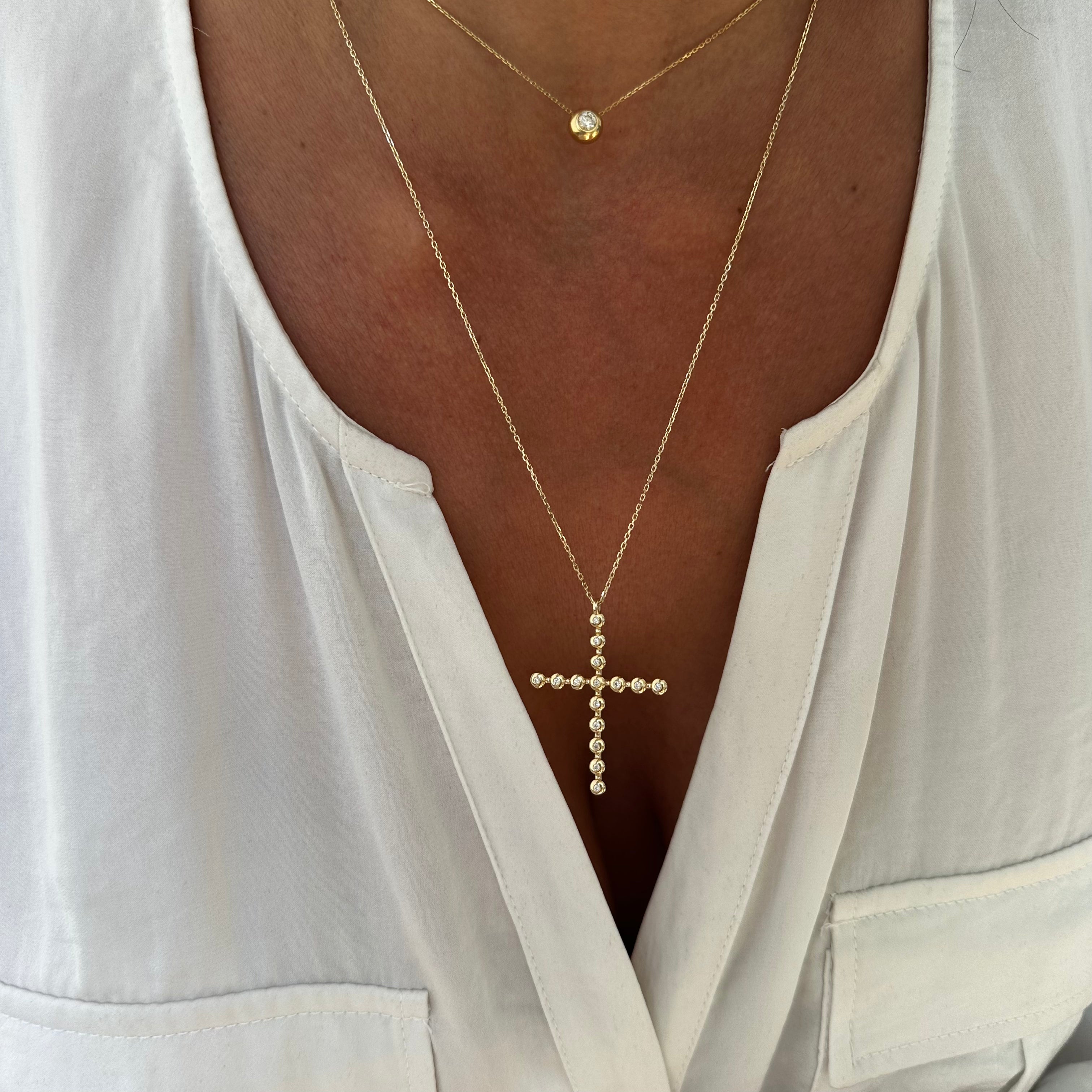 Long Thin Bubble Cross Pendant