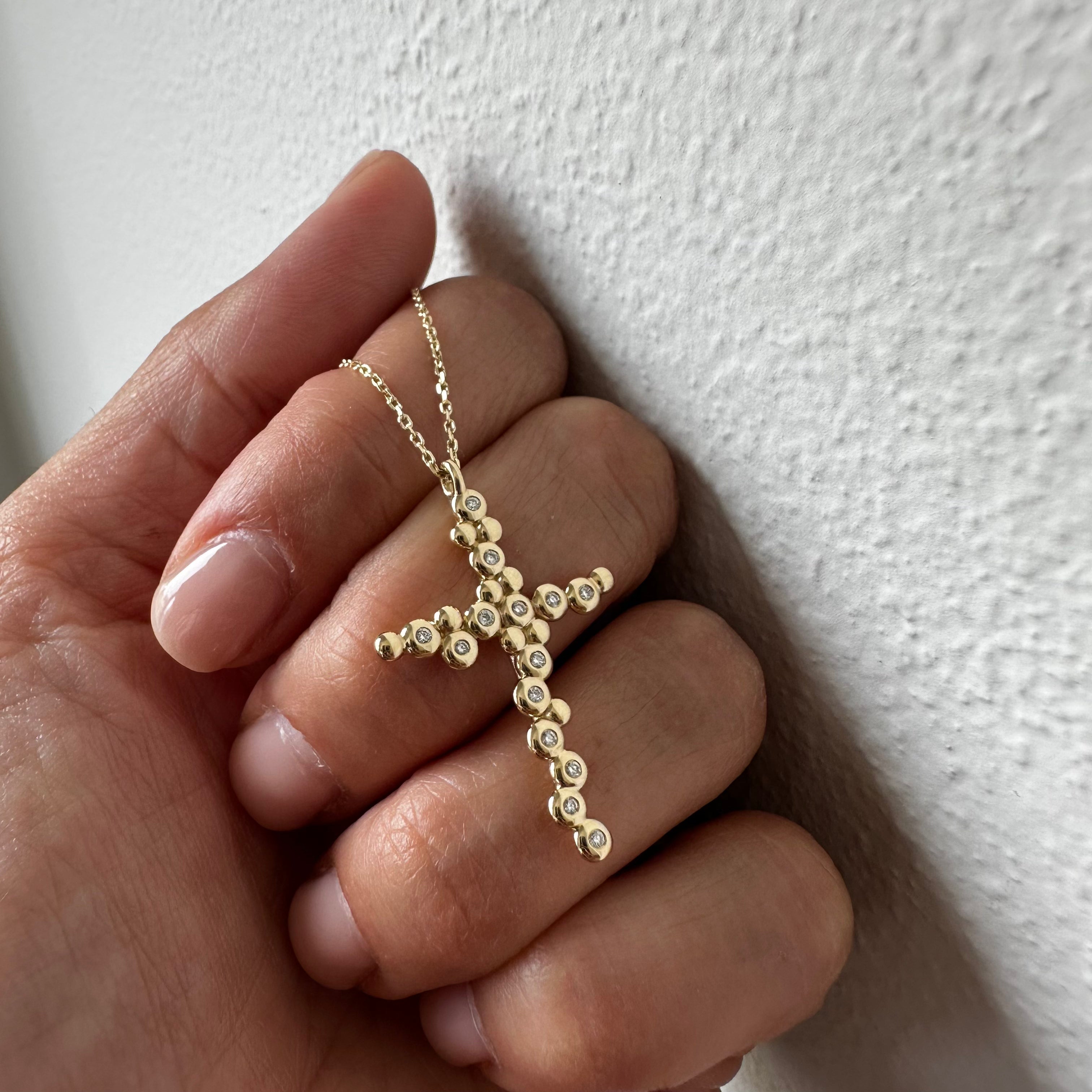 Thin Irregular Bubble Cross Pendant
