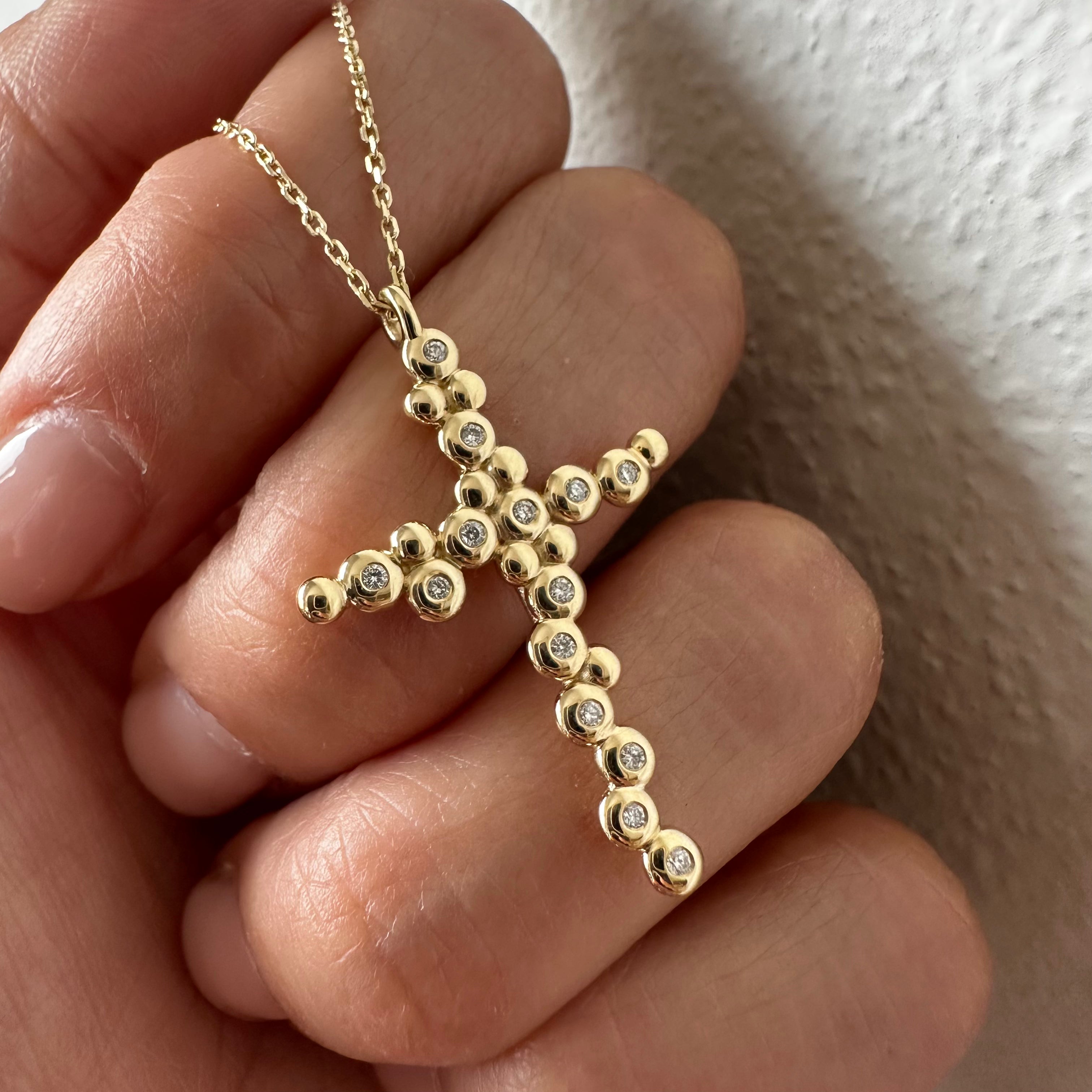 Thin Irregular Bubble Cross Pendant
