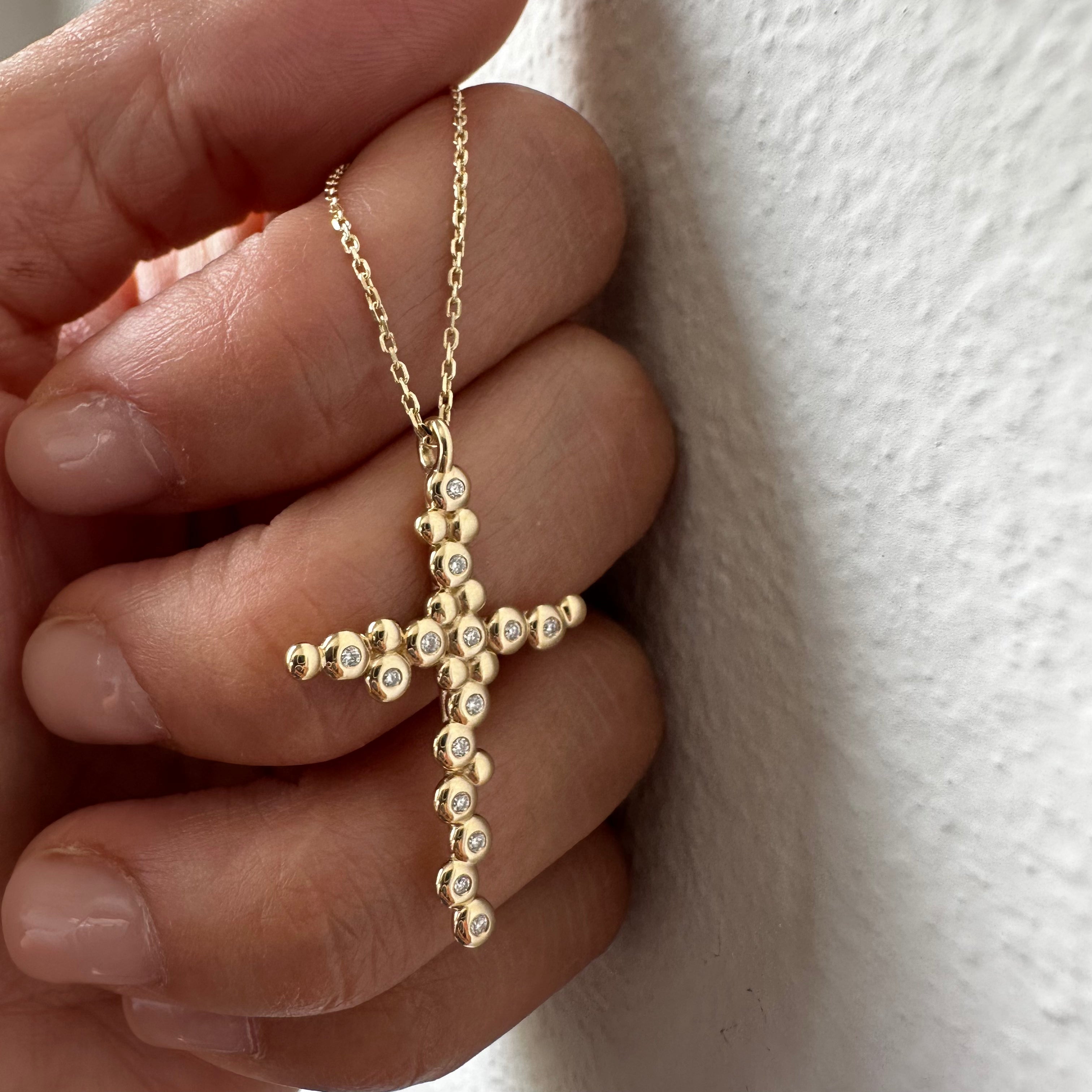 Thin Irregular Bubble Cross Pendant