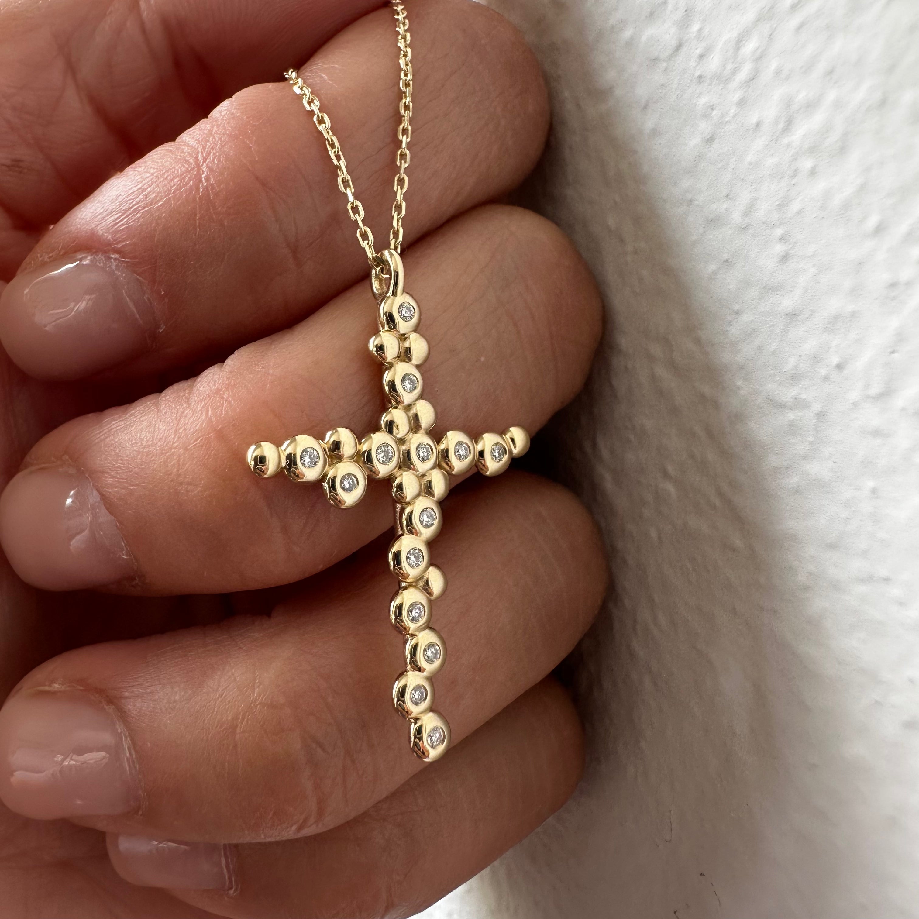 Thin Irregular Bubble Cross Pendant