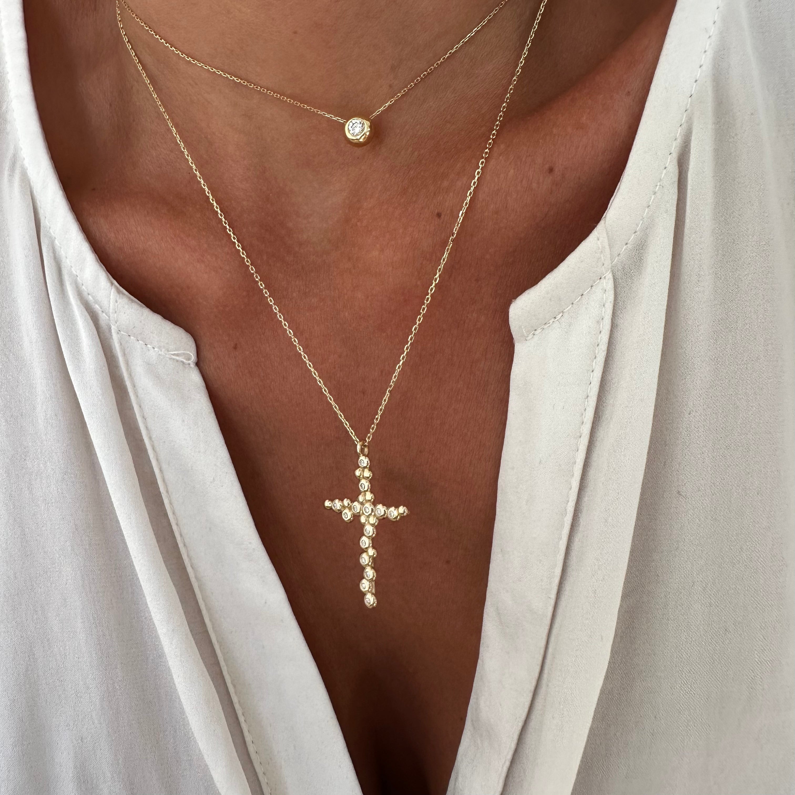 Thin Irregular Bubble Cross Pendant