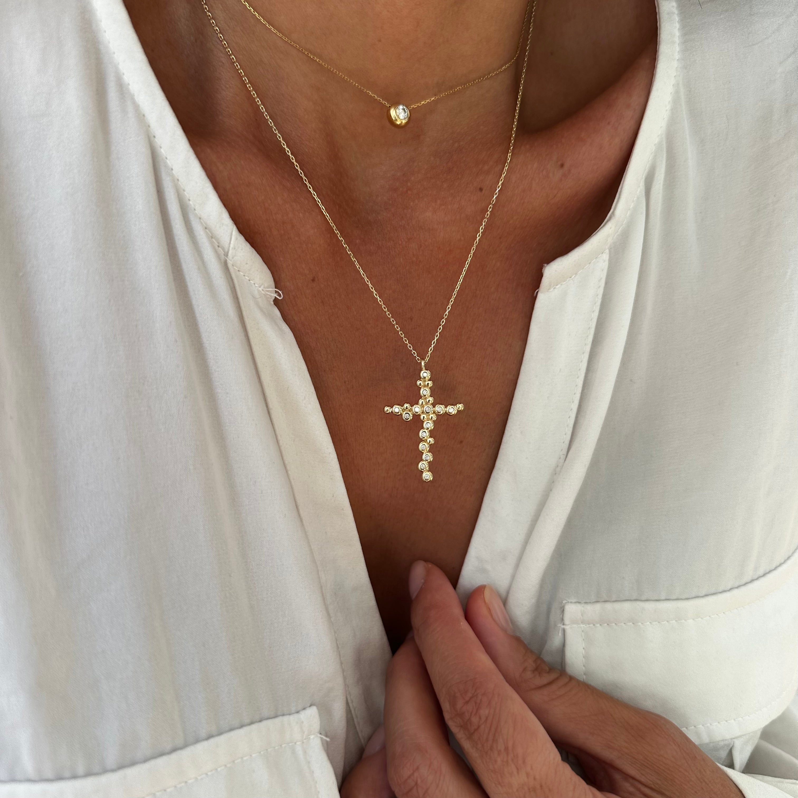 Thin Irregular Bubble Cross Pendant