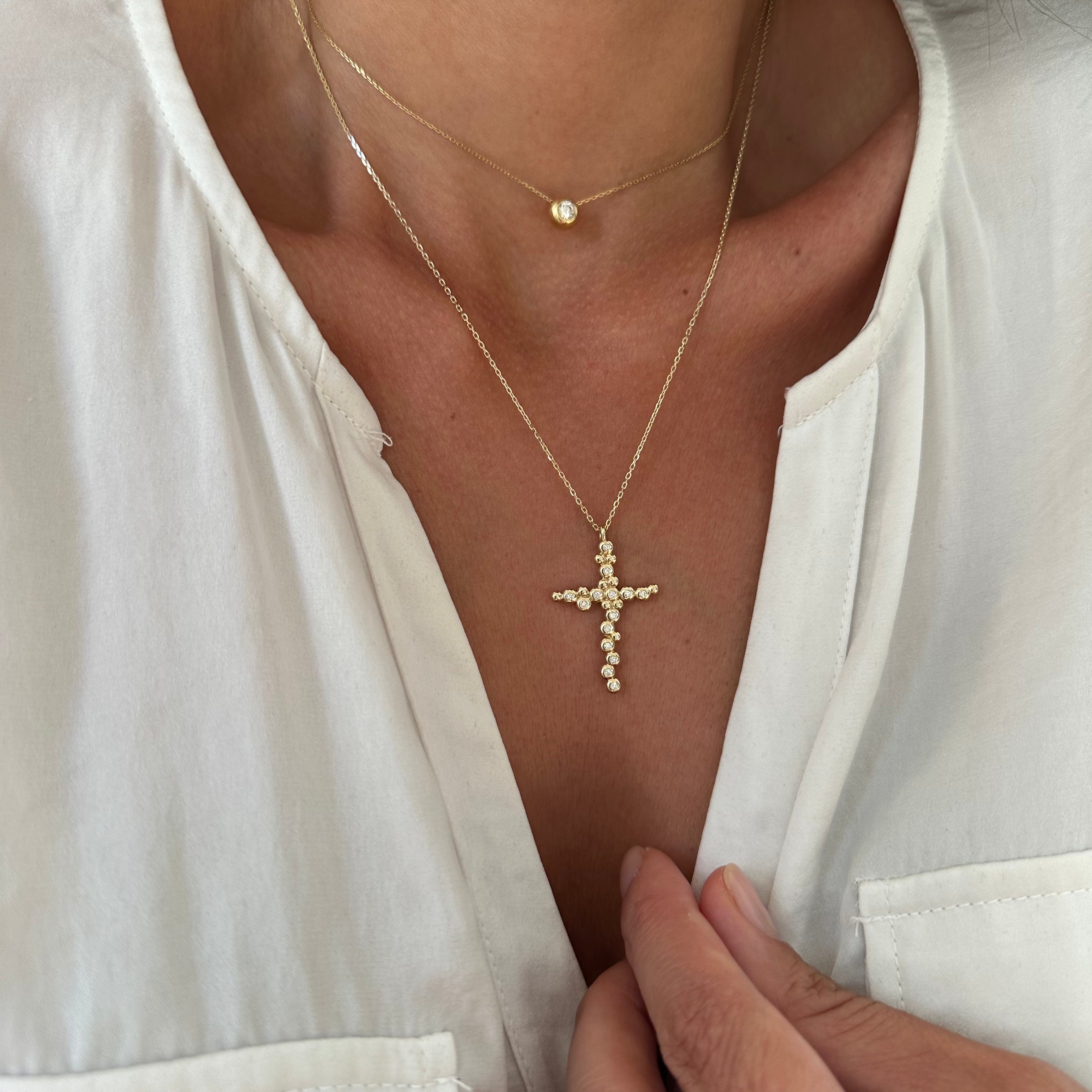 Thin Irregular Bubble Cross Pendant