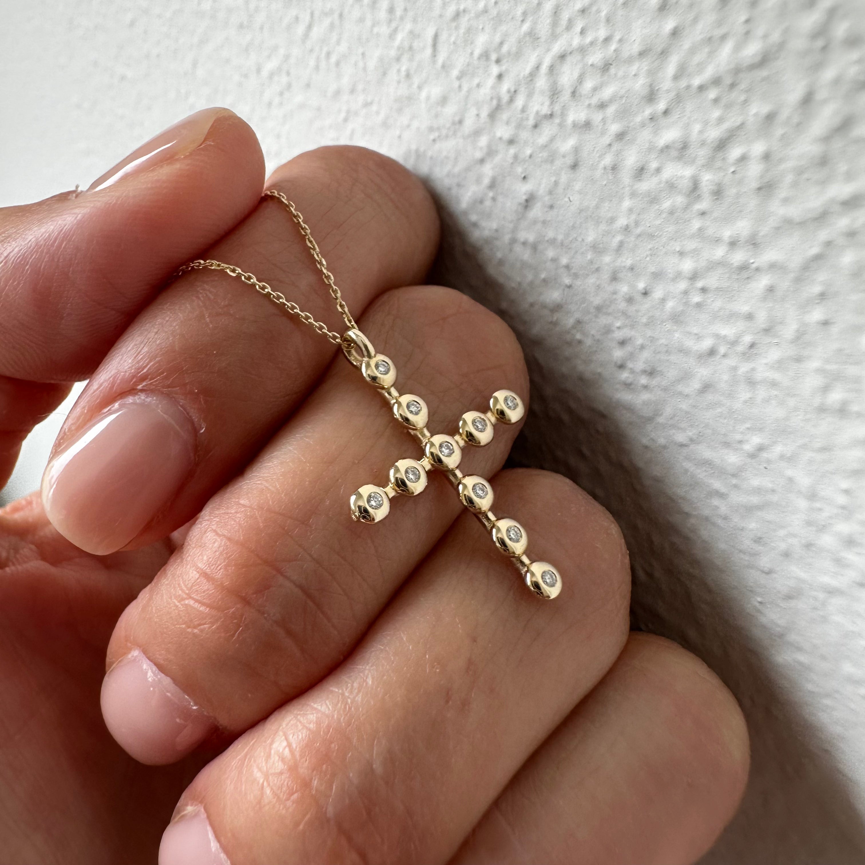 Thin Bold Bubble Cross Pendant