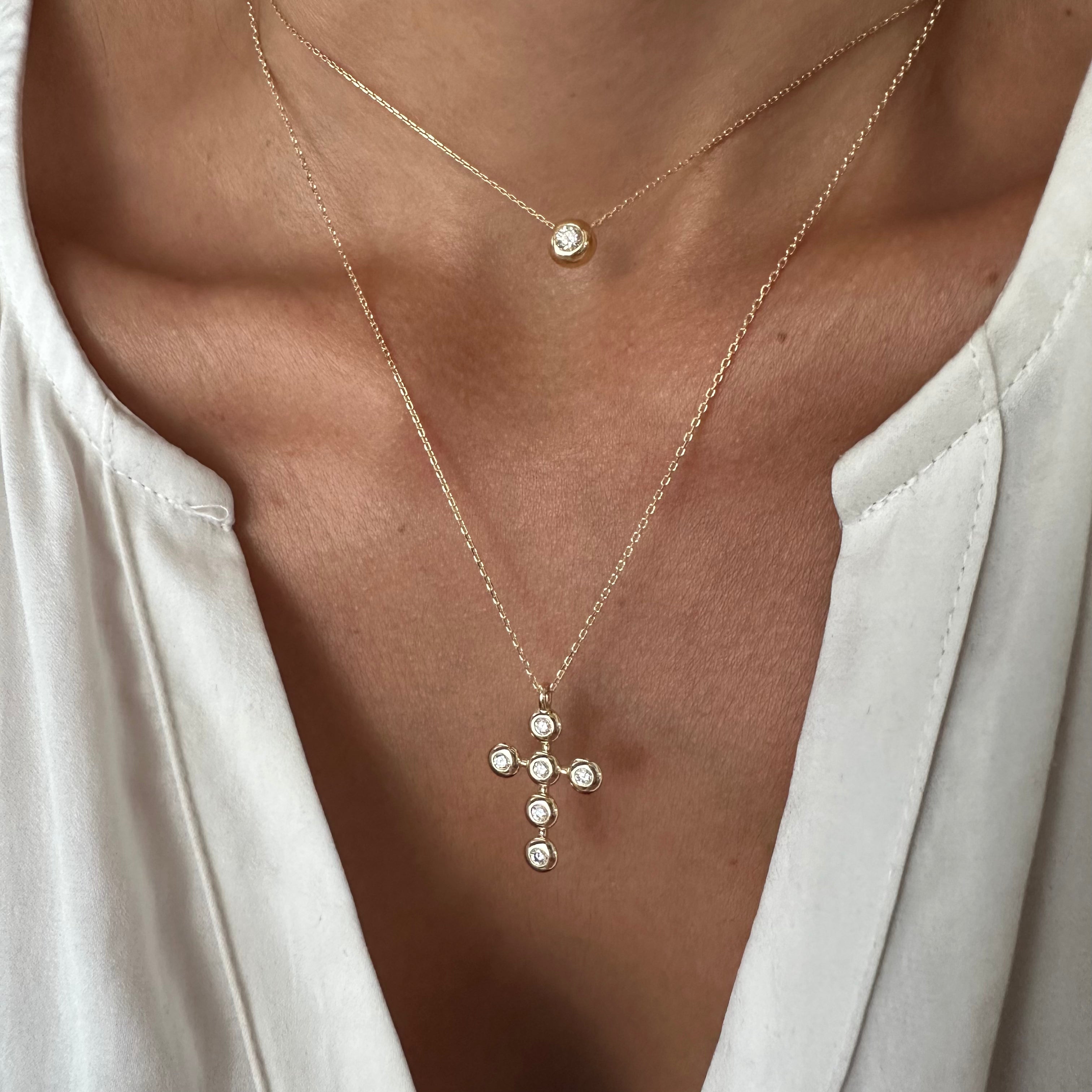 Thin Bubble Cross Pendant