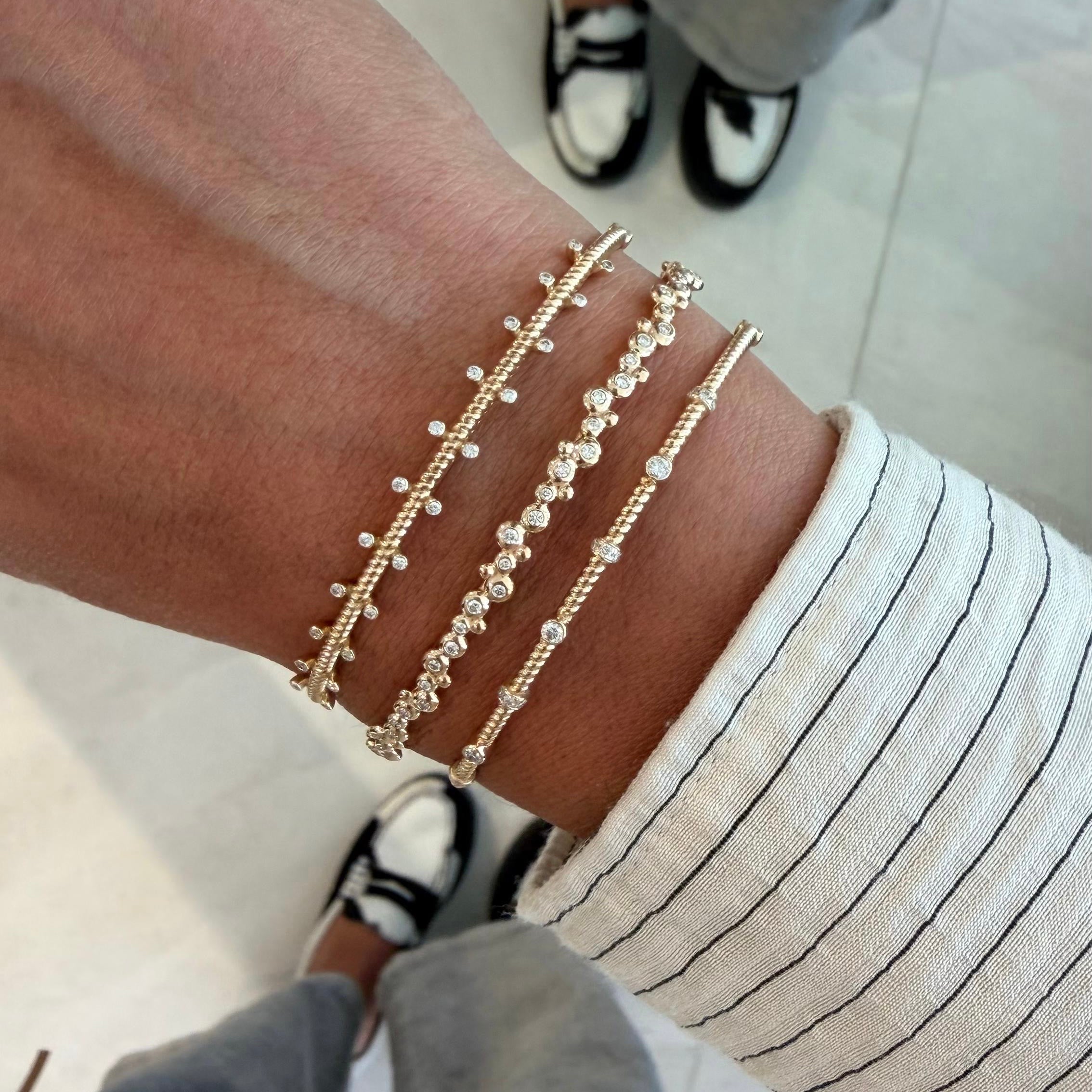 14K Gold All over "Bubble" Diamonds Bracelet