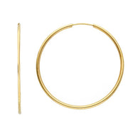 14K Gold thin round hoops - 37 mm