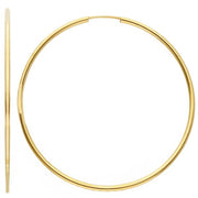 14K Gold thin round hoops - 45 mm