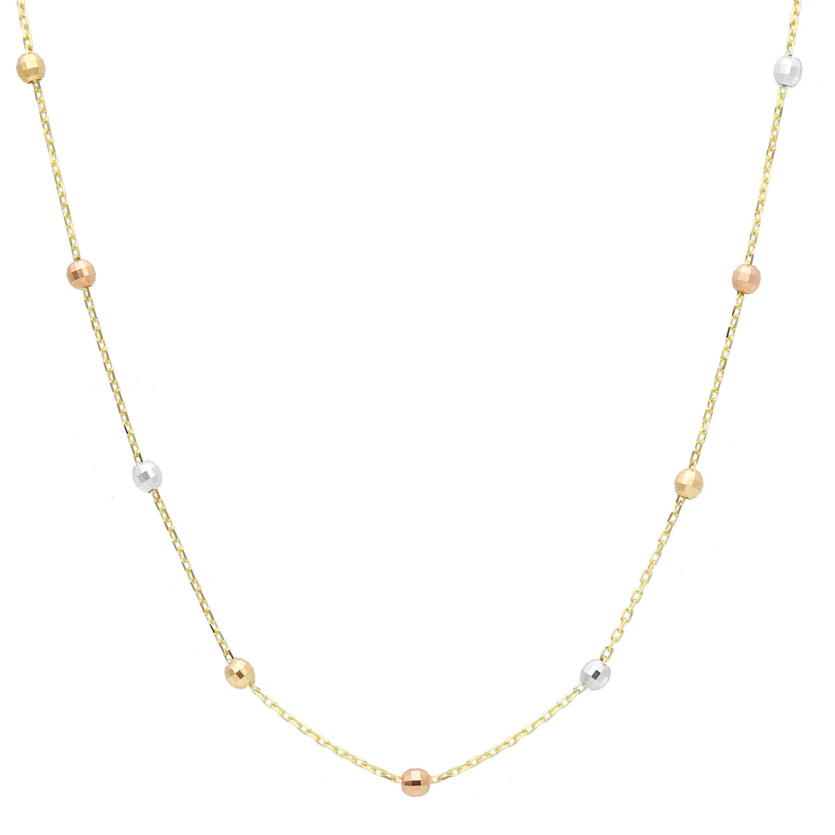 9K Gold Trinity Faceted Beaded Chain Necklace
