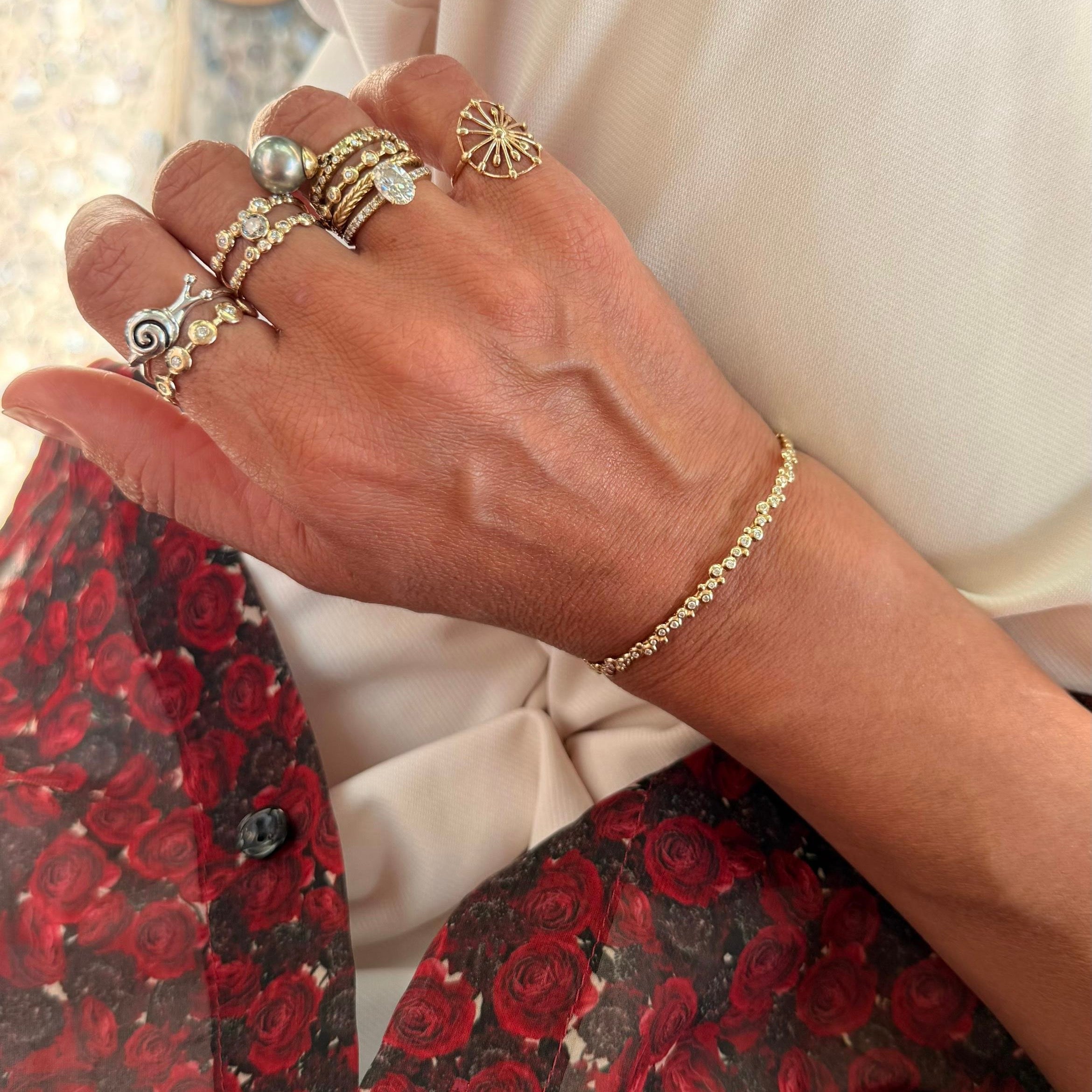 14K Gold All over "Bubble" Diamonds Bracelet