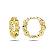 9K Gold small round hoops with 6 disco balls