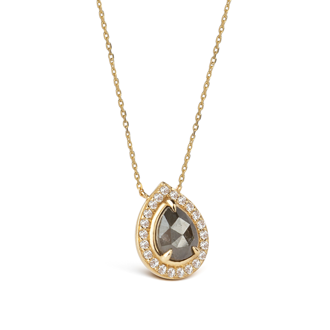 14K Gold Pendant with Grey-Brown Diamond