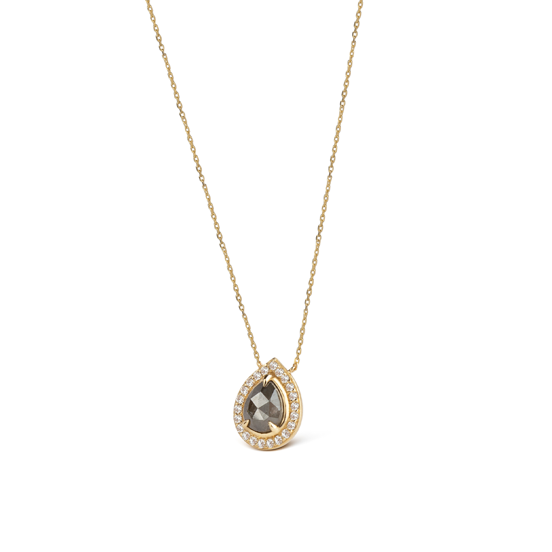14K Gold Pendant with Grey-Brown Diamond