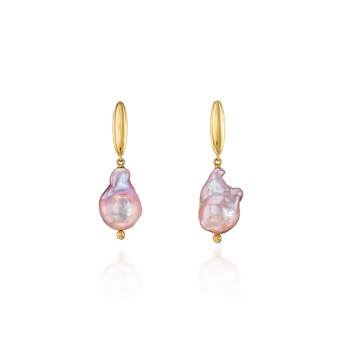 14K Gold Small Pinky-Grey Baroque pearls Earrings