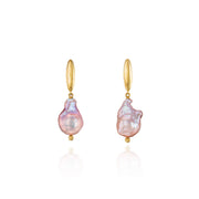 14K Gold Small Pinky-Grey Baroque pearls Earrings