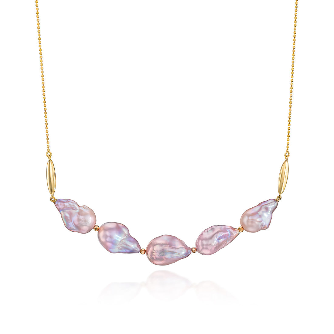 14K Gold 5 Pinky-Grey Baroque Pearl Necklace
