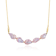 14K Gold 5 Pinky-Grey Baroque Pearl Necklace