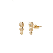 14K Gold Stud Earrings with 3 “Bubble” Diamonds vertical