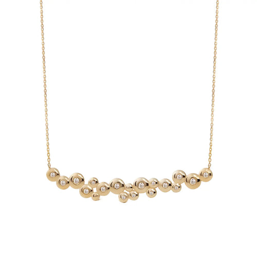 14K Gold "Bubble" Diamond Medium Bar necklace