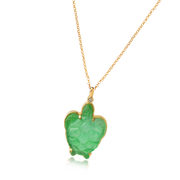 14K Gold Green Agate Tiny Turtle Necklace with a Diamond