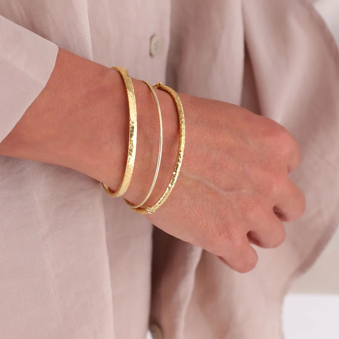 14K gold Tube Hammered Bracelet