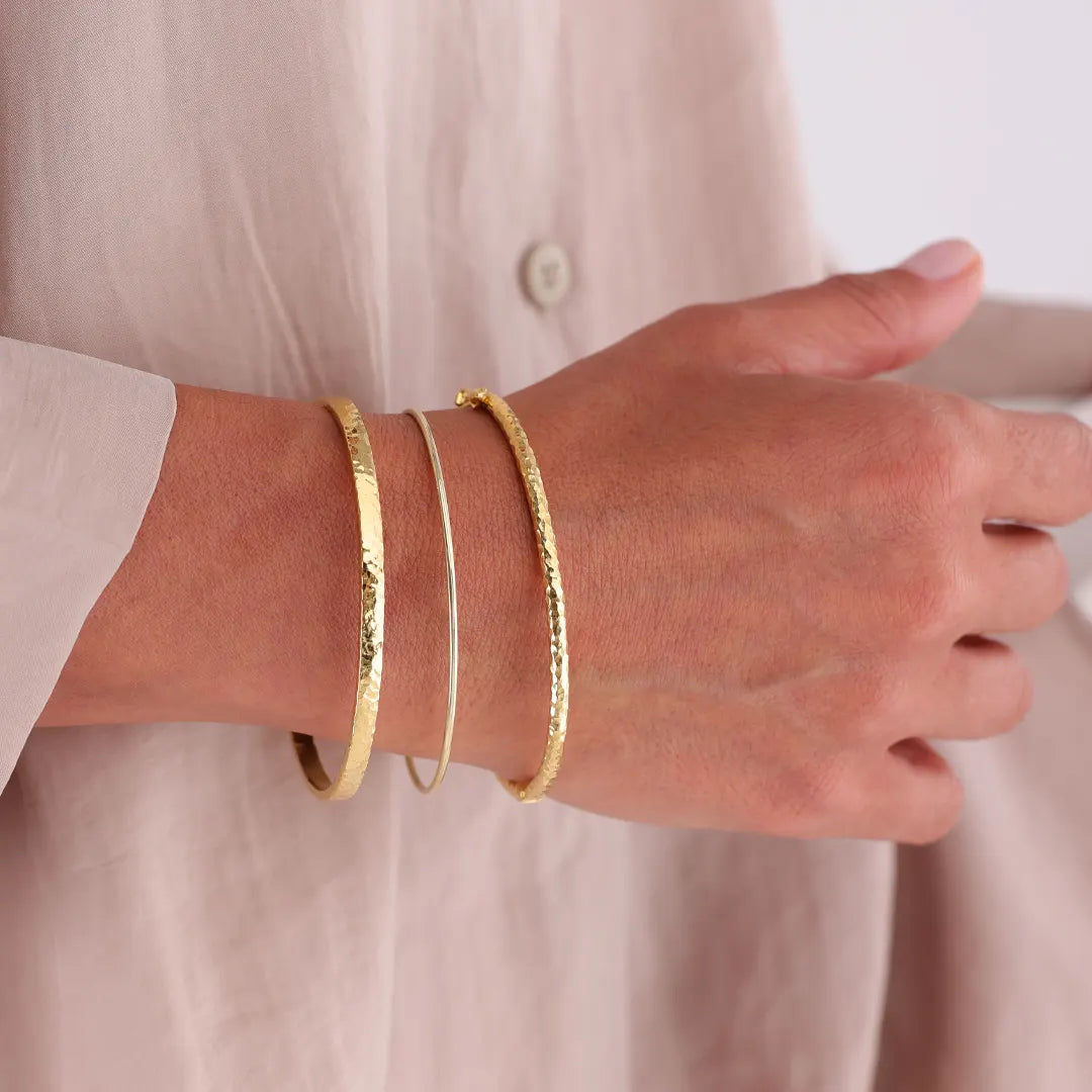 14K gold Tube Hammered Bracelet