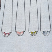 Silver Butterfly Necklace with enamel details