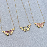 Silver gold plated Butterfly Necklace with enamel details