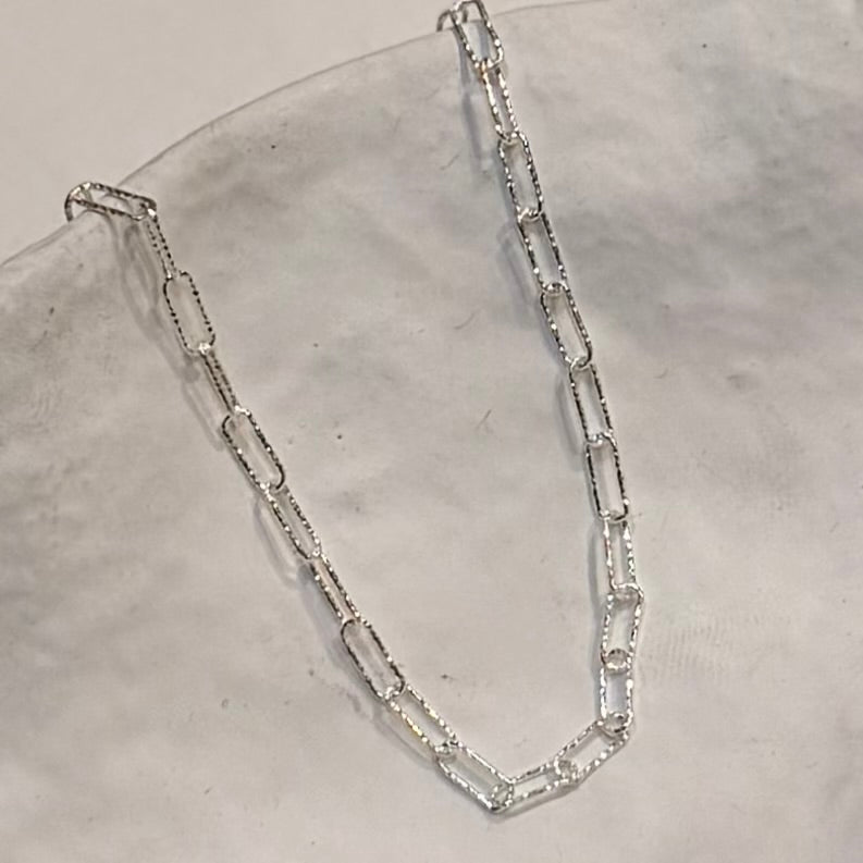 Diamond-Cut Paperclip Anklet