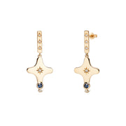 14K Gold Star-Shaped Earring with Diamonds & Sapphire