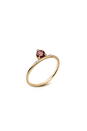 Round Shaped Side Red Tourmaline Ring with Diamonds