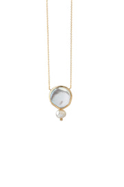 14K Gold, Round and Tiny Pearl Necklace