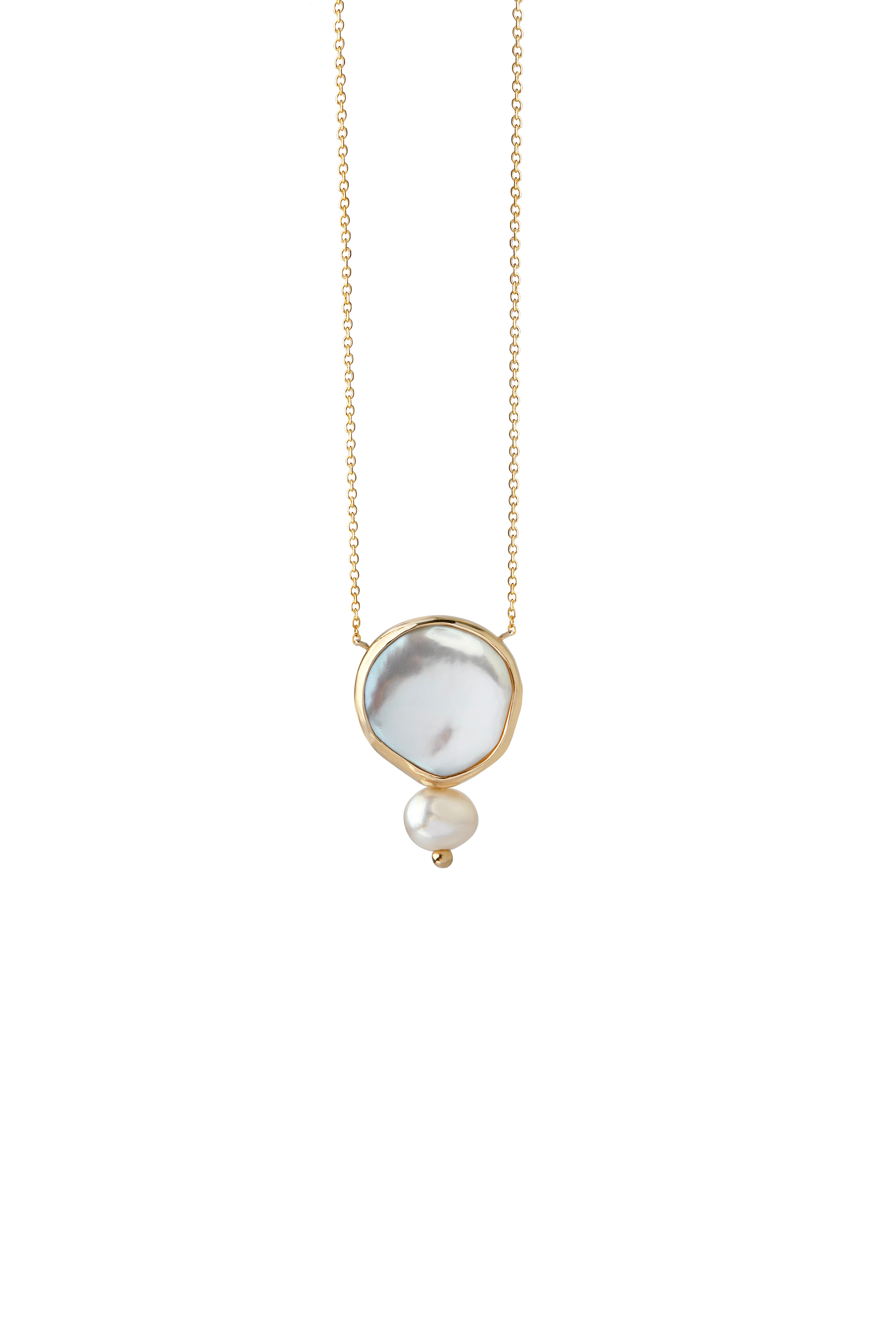 14K Gold, Round and Tiny Pearl Necklace