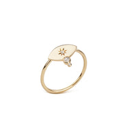 14K Small Navette-Shaped  Diamond Star Ring