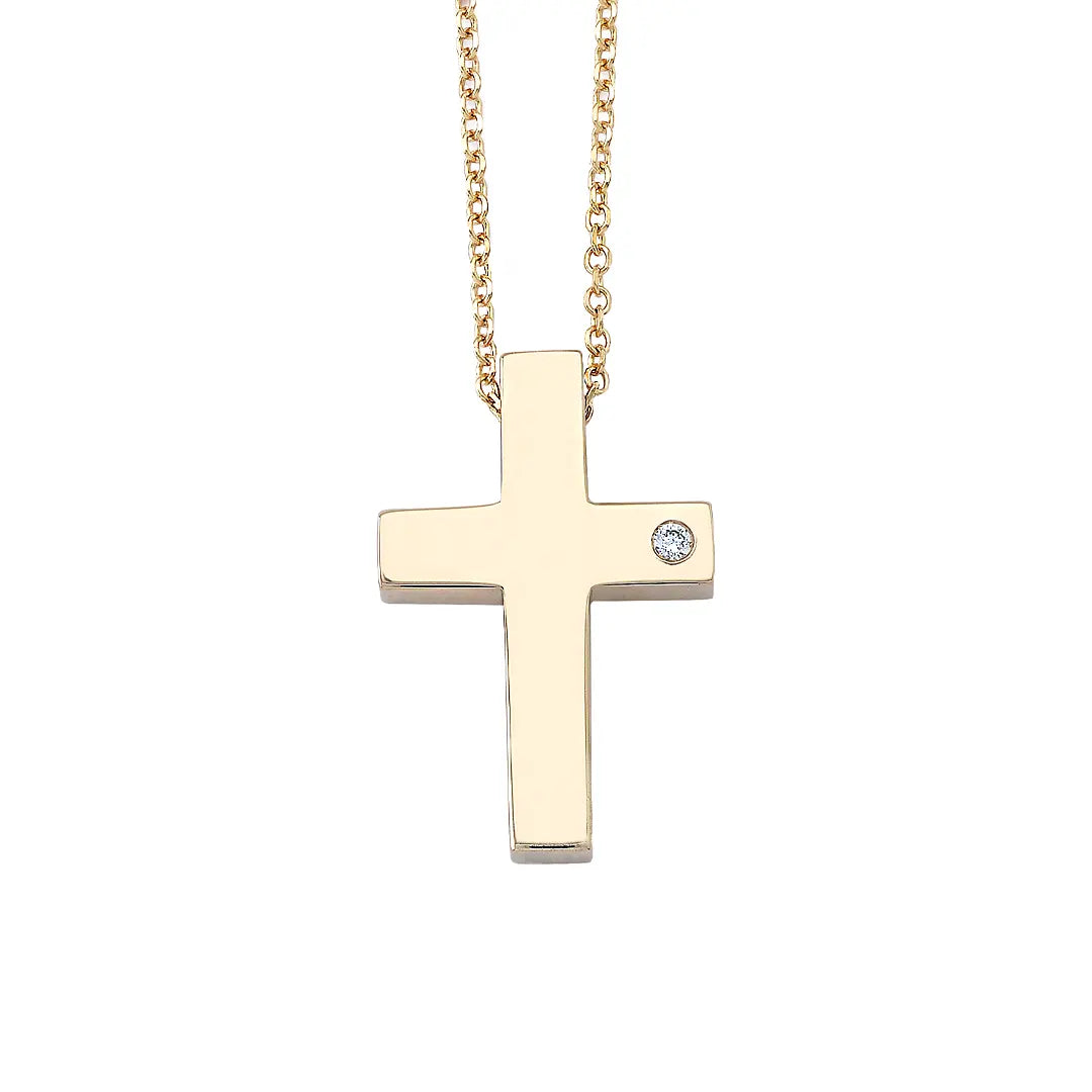 Classic Gold Cross Pendant with Diamond