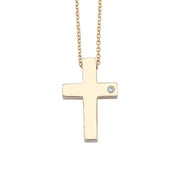 Classic Gold Cross Pendant with Diamond