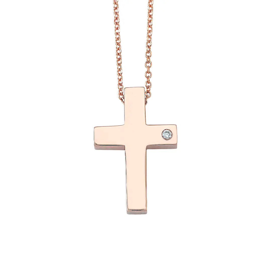 Classic Gold Cross Pendant with Diamond