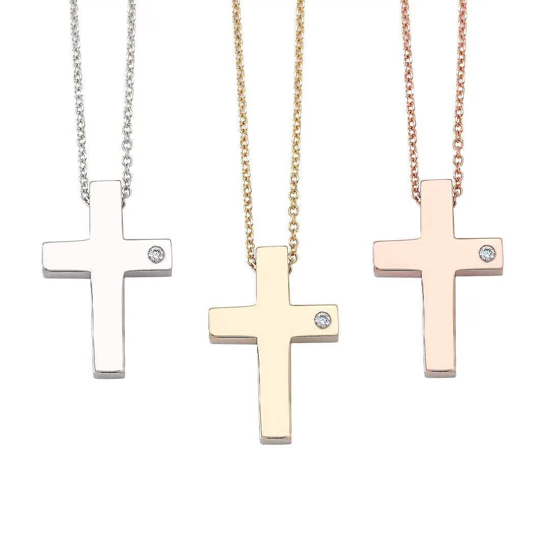 Classic Gold Cross Pendant with Diamond