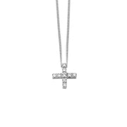 Tiny Squared Diamond Gold Cross Pendant