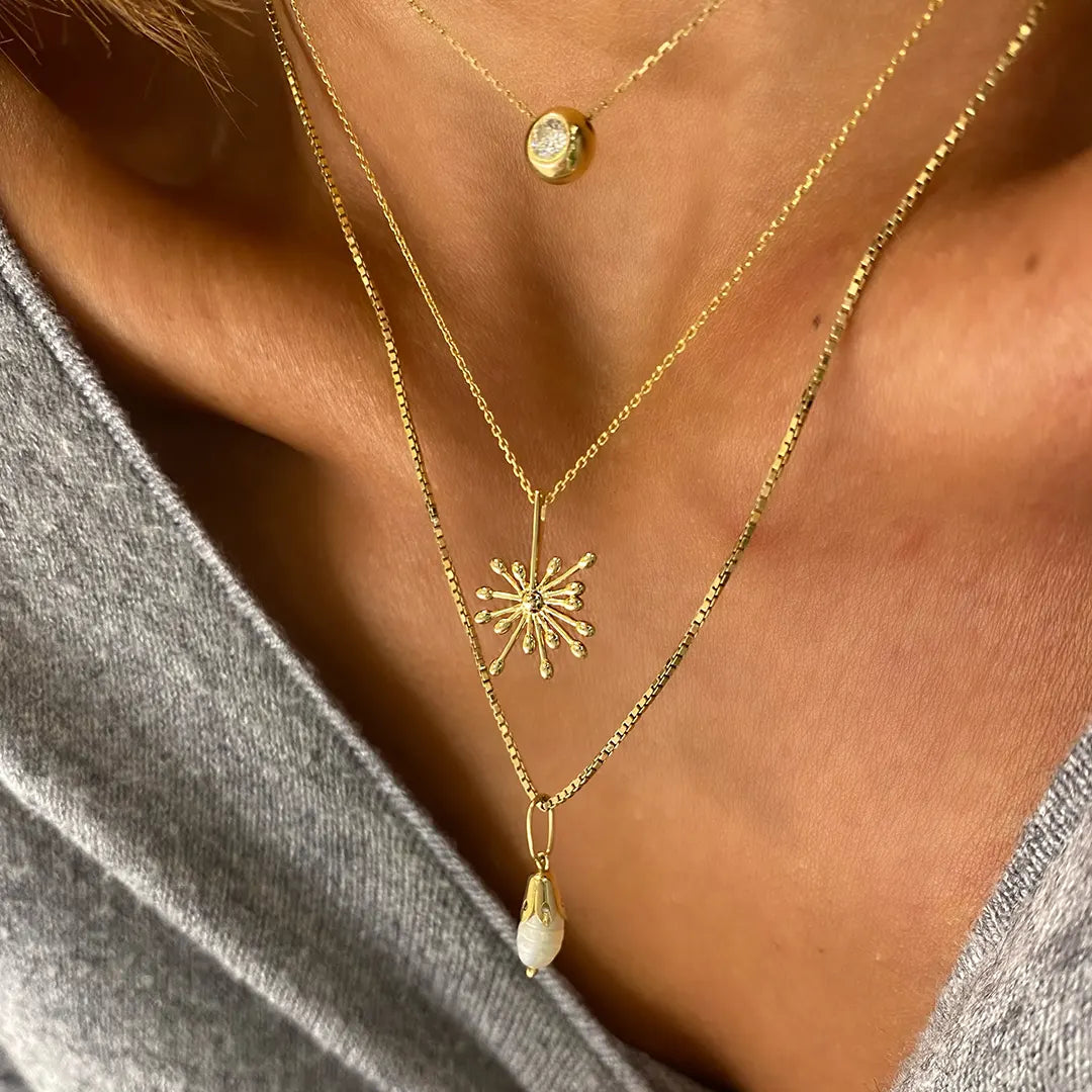 14K Gold Dandelion Necklace