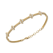 Herringbone Flower Motifs Diamonds Bracelet