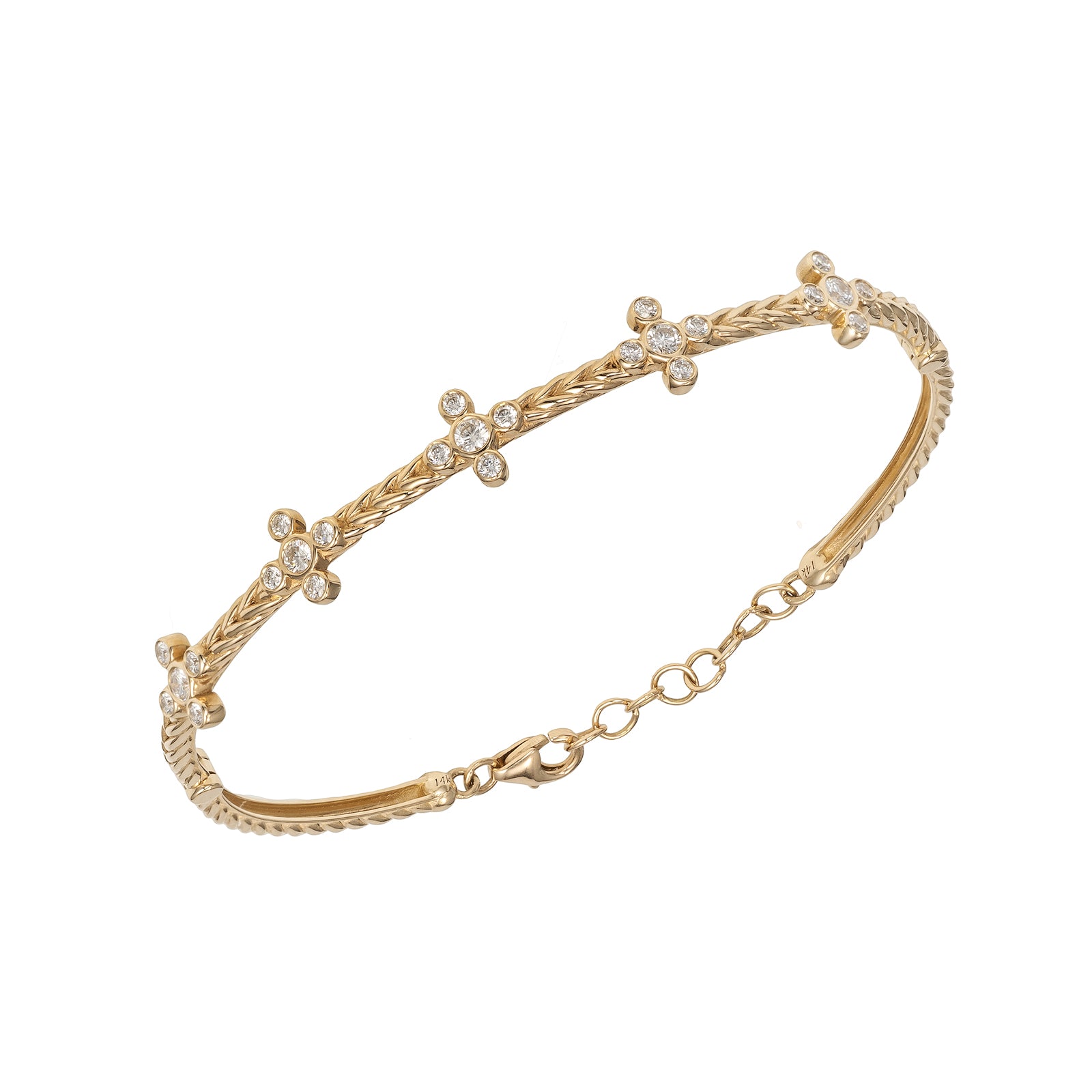 Herringbone Cross Motifs Diamonds Bracelet