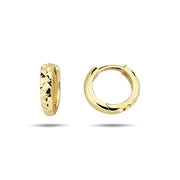 9K Gold super tiny hammered round hoops
