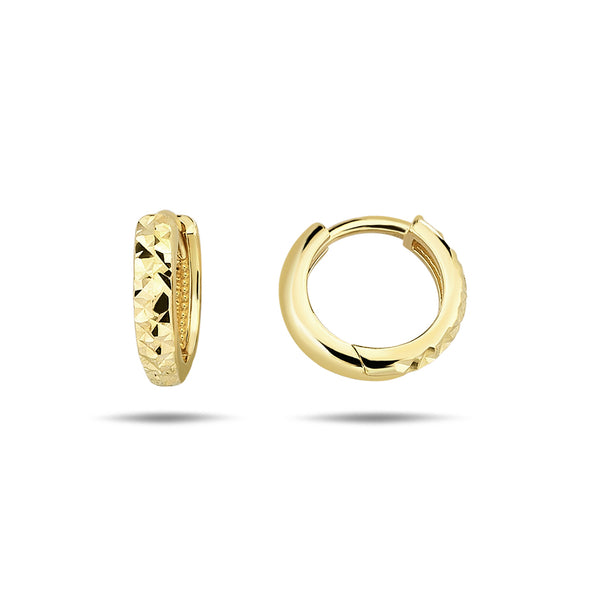 9K Gold super tiny hammered round hoops