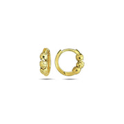 9K Gold small round hoops with 3 disco balls