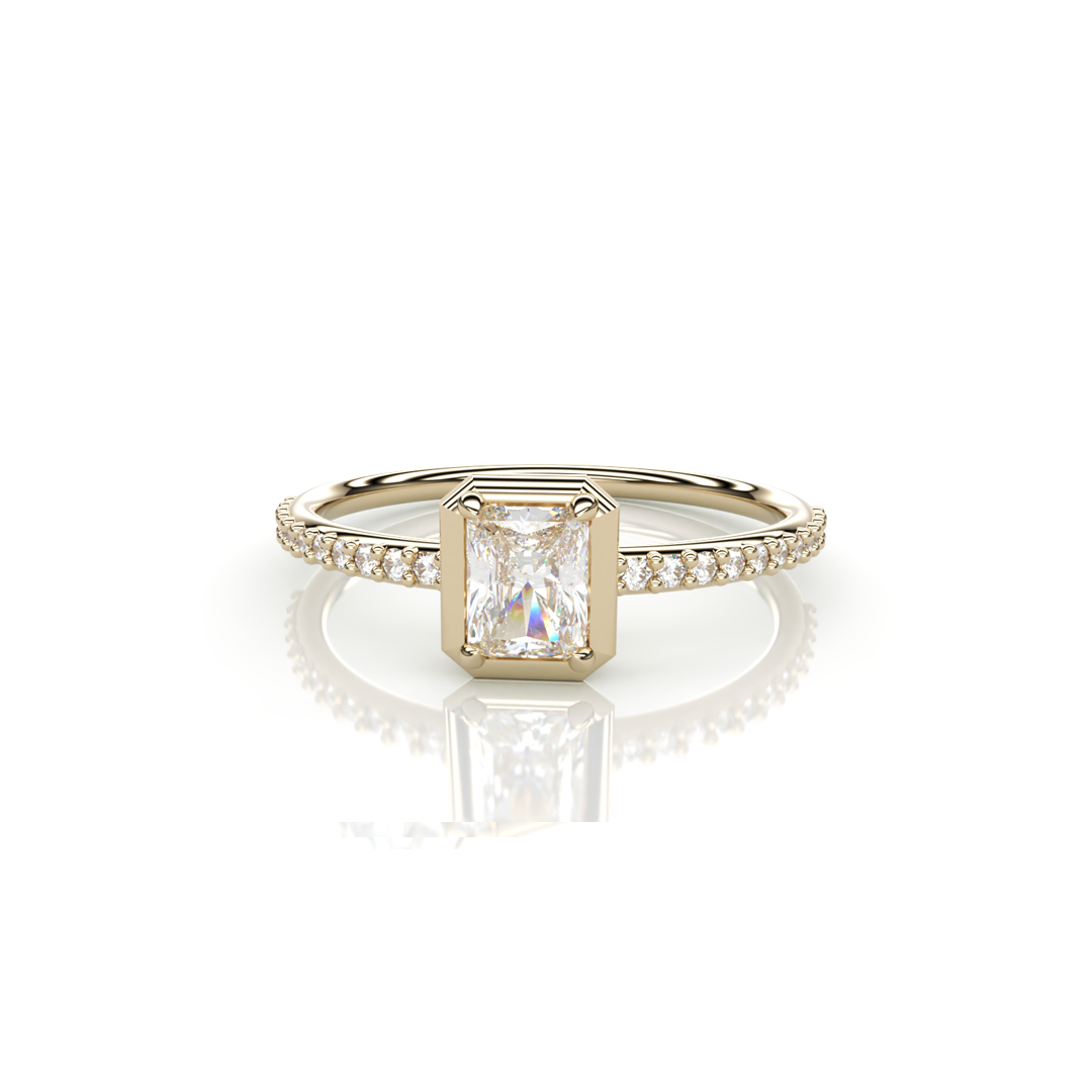 18K Yellow Gold Emerald Natural Diamond Ring