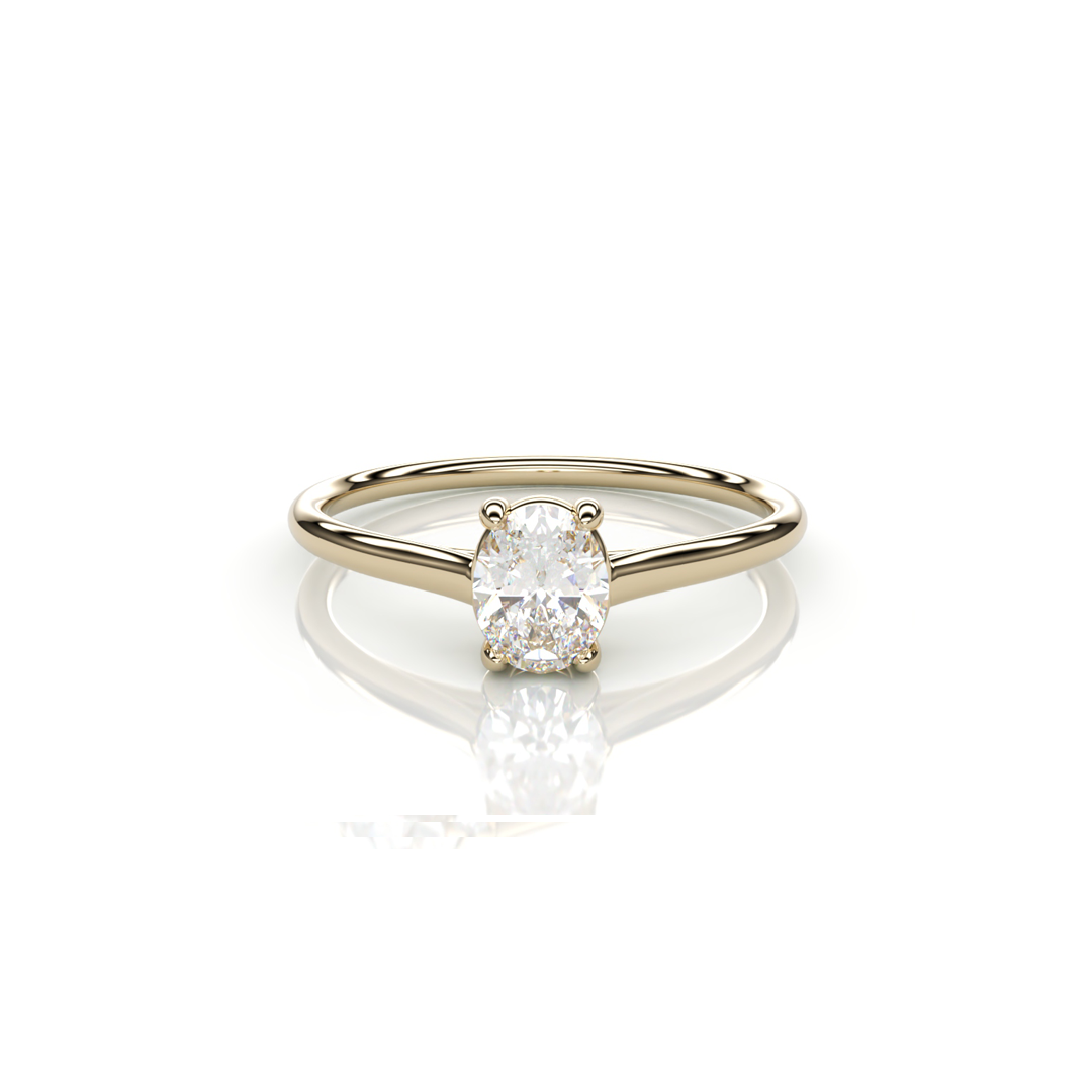 18K Yellow Gold Oval Natural Diamond Ring