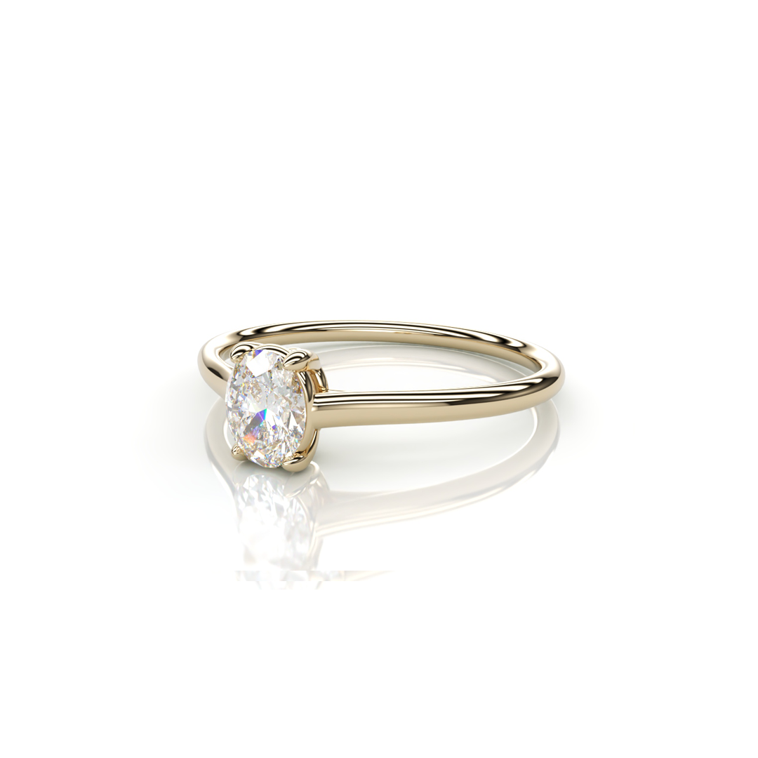 18K Yellow Gold Oval Natural Diamond Ring
