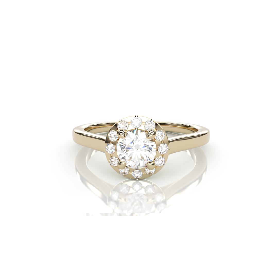 18K Yellow Gold Round Natural Diamond Ring